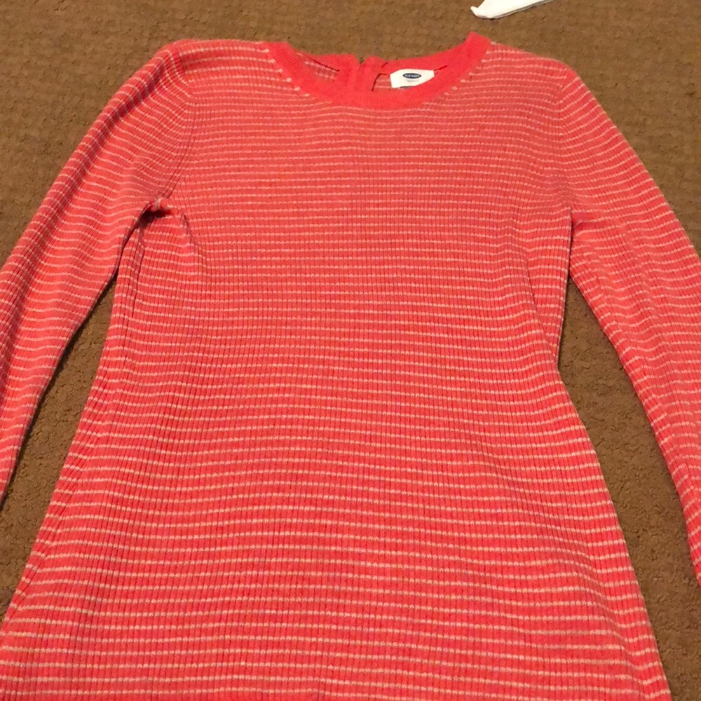 Coral and white striped sweater